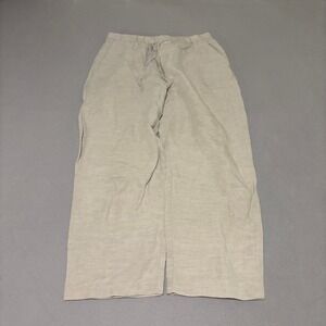 HM Womens Linen Blend Wide Leg Small Drawstring Pants Beige Oatmeal Minimalist